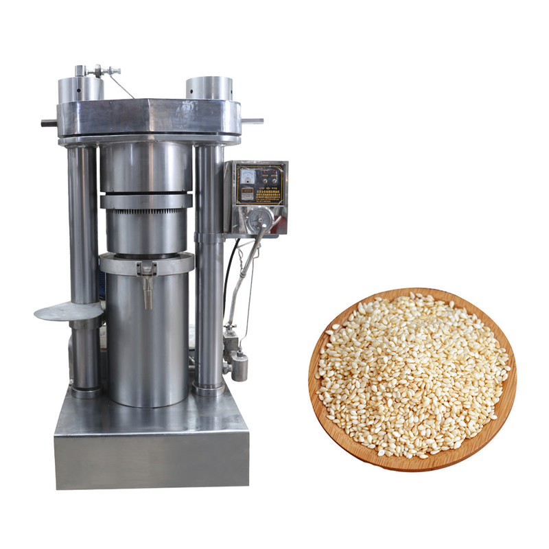 60-100 Kg/h Máquina de prensagem de óleo de gergelim hidráulica multifunção liga 335 mm de diâmetro